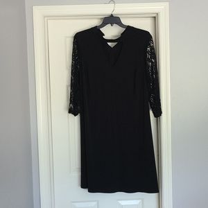 Little Black Dress with Lace Sleeves